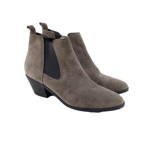 Marc Fisher Jayli Chelsea Booties Gray Suede Block Heel Womens Size 7.5